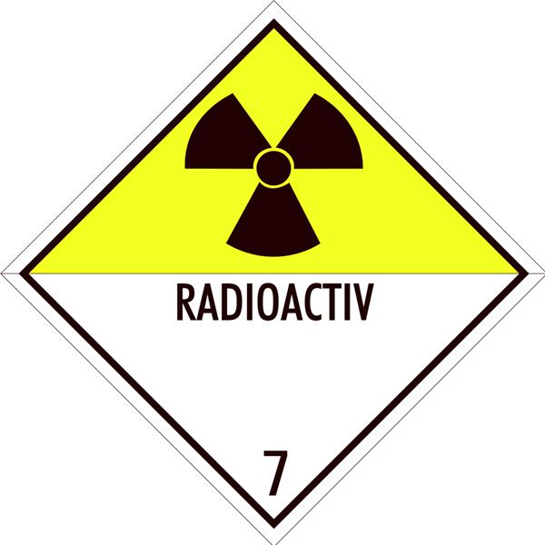 Placa Eticheta ADR Suport Aluminiu Pericol Transport Materiale Radioactive Clasa 7D, 300x300mm ( 30x30cm )