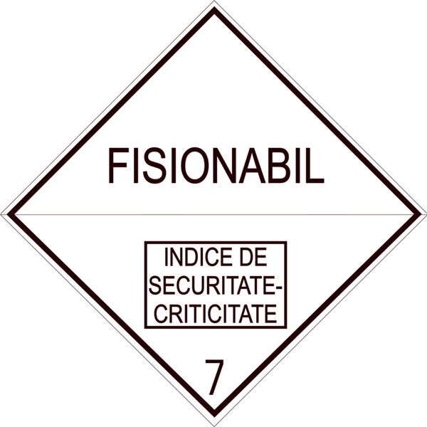 Placa Eticheta ADR Suport Aluminiu Pericol Transport Materiale Fisibile Clasa 7E, 300x300mm ( 30x30cm )
