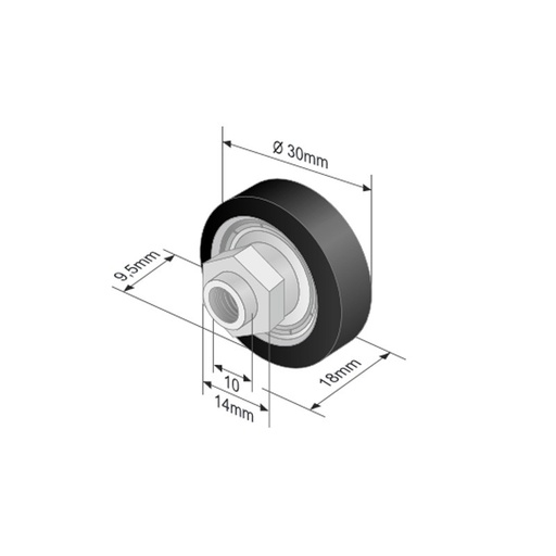 [RD609B6] Rola culisare prelata, M8, Fi 30mm