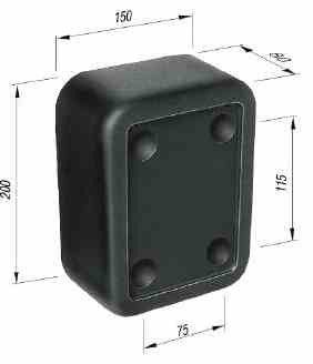 [RPR 2787] Tampon Cauciuc, Remorca, Dreptunghiular 200x150x80mm (20x15x8cm)