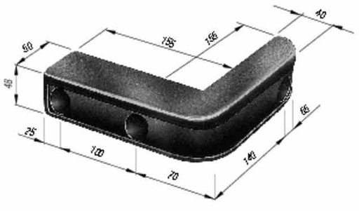 [RPR 2784] Tampon Cauciuc, Remorca, Forma L 195x205x48mm (19.5x20.5x4.8cm)