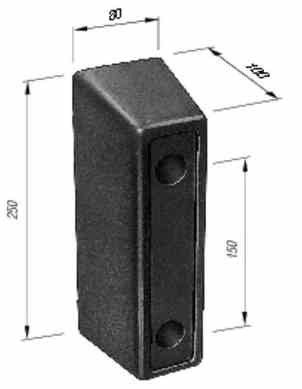 [RPR 2783] Tampon Cauciuc, Remorca, Dreptunghiular 250x80x100mm (25x8x10cm)
