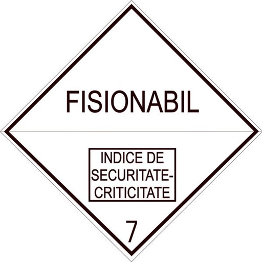 [RPR 2672] Placa Eticheta ADR Suport Aluminiu Pericol Transport Materiale Fisibile Clasa 7E, 300x300mm ( 30x30cm )