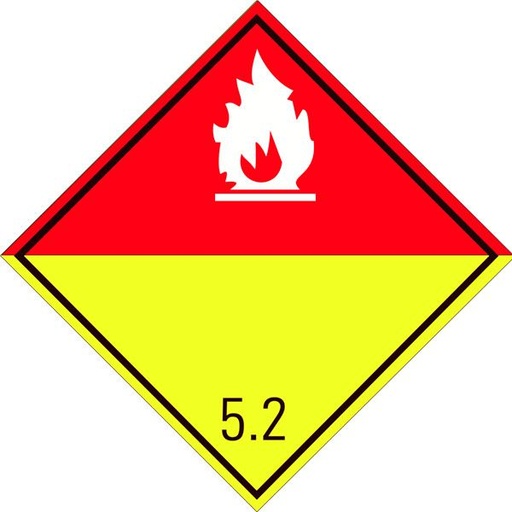 [RPR 2642] Eticheta ADR Autocolanta Pericol Transport Peroxizi Organici Clasa 5.2 a, 300x300mm ( 30x30cm )