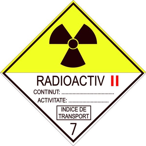 [RPR 2639] Eticheta ADR Autocolanta Pericol Transport Materiale Radioactive Clasa 7B, 300x300mm ( 30x30cm )