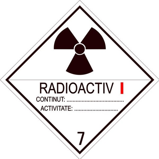 [RPR 2638] Eticheta ADR Autocolanta Pericol Transport Materiale Radioactive Clasa 7A, 300x300mm ( 30x30cm )