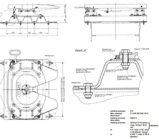 [RPR 2330] Inaltator Cupla Tractare, Ondulat, 1050x700mm (105x70cm), Inaltime 150mm, JOST