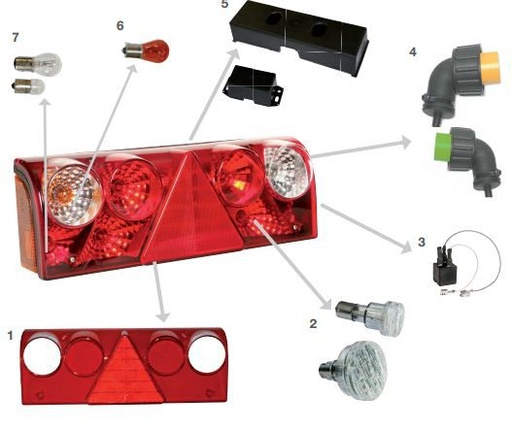 [RPR 1693] Lampa Stop, Spate Semiremorca, Remorca, Europoint II, SCHMITZ, Mufa Cu 7 Pini + 4 Mufe Cu 2 Pini, Partea Dreapta
