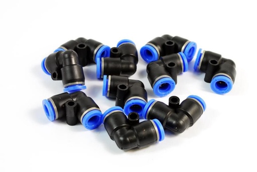 [RPR 1438] Conectori Furtun Aer, Cupla Rapida, Profil L, Diametru 8-8mm, Plastic, Set 10 Bucati
