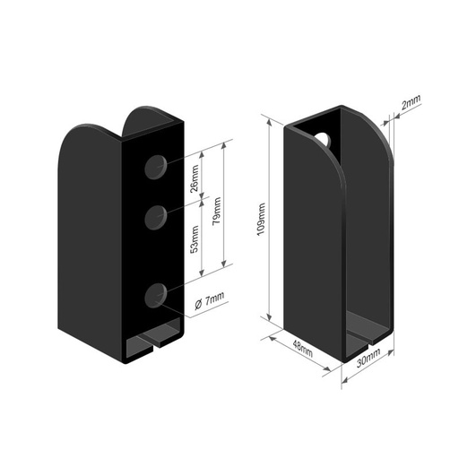 [KDB50x110] Suport Scandura, Traversa, 3 Gauri, 48x108x30mm