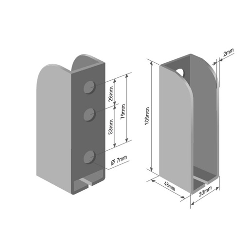 [KDN50X110] Suport Scandura, Traversa, 3 Gauri, 50x110x30mm