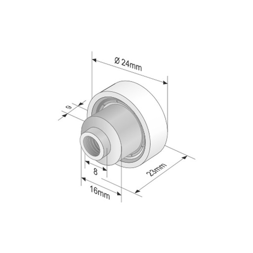 [RD608VBS] Rola culisare prelata, 24x9mm