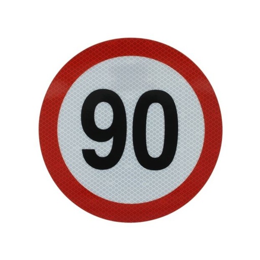 [RPR 3457] Autocolant reflectorizant Clasa I limitator de viteza 90 km/h cu diametru de 20 cm ( 200 mm )