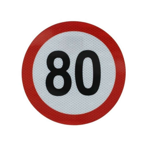 [RPR 3456] Autocolant reflectorizant Clasa I limitator de viteza 80 km/h cu diametru de 20 cm ( 200 mm )